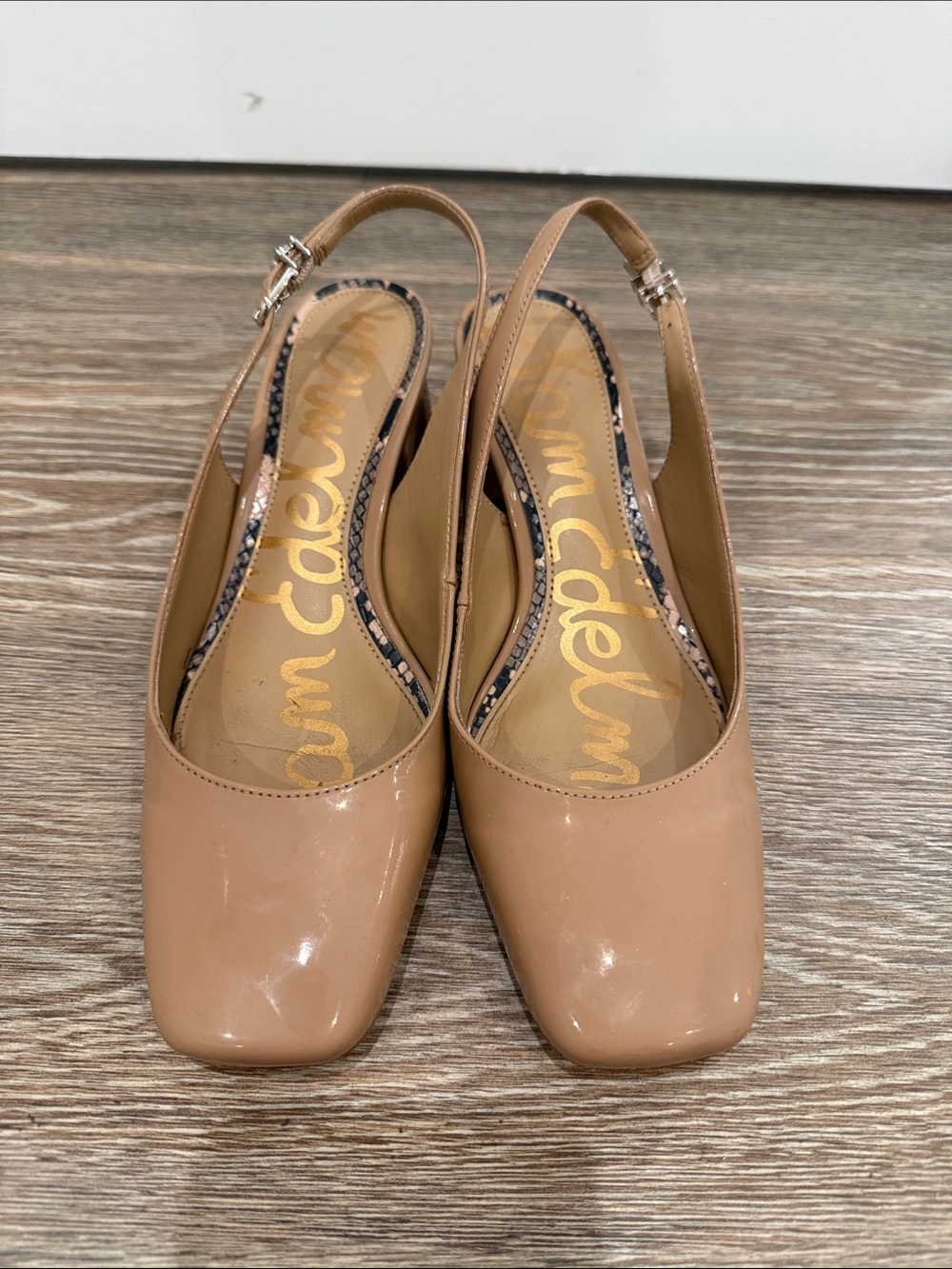 Sam Edelman Patent Nude Slingback Mules